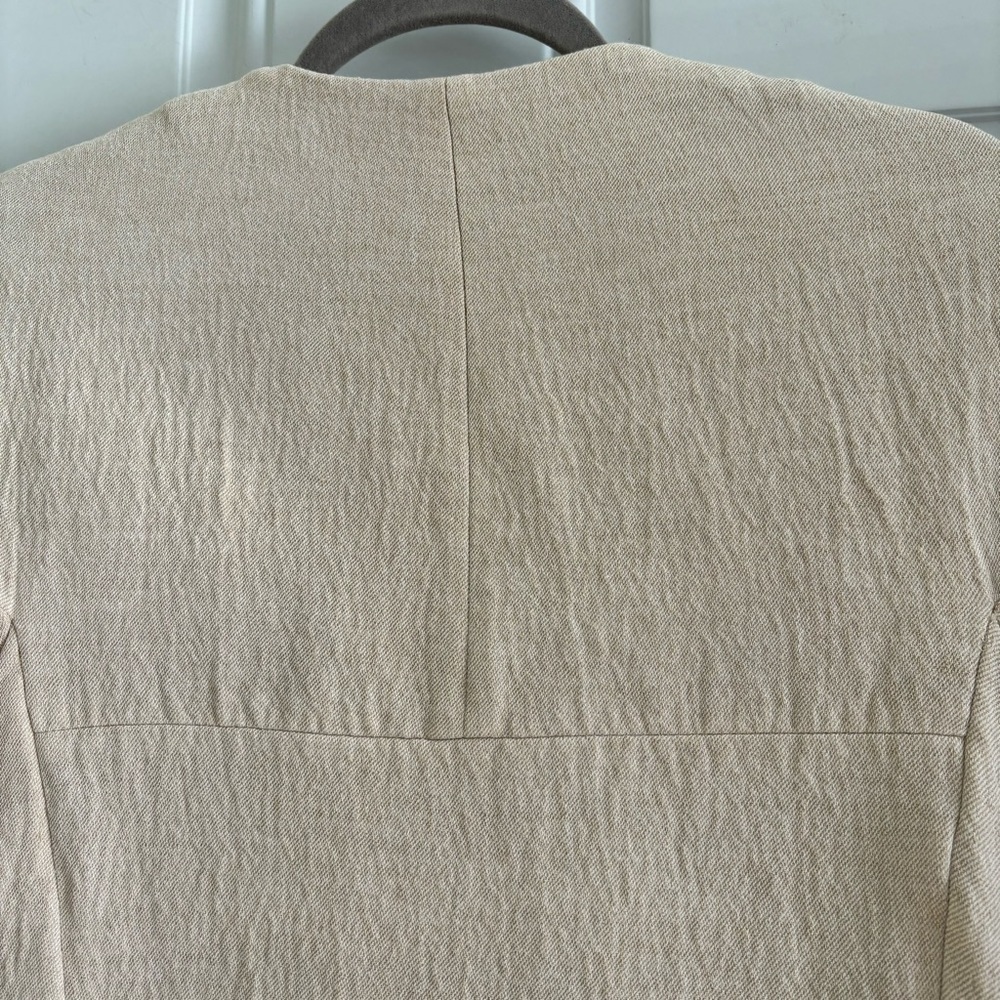 Zara Crinkle Linen Oatmeal Jacket Size XS - Picture 5 of 10